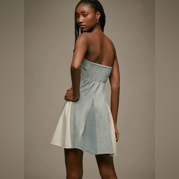 Pilcro Strapless Seamed Denim Mini Dress - Picture 5 of 7